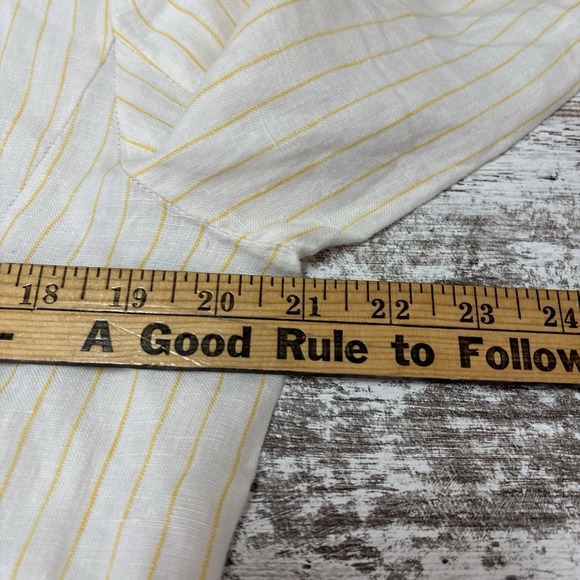 Cynthia Rowley Sz Medium 100% Linen‎ Blazer Jacket Ivory Yellow  Flip Pocket - Picture 11 of 14